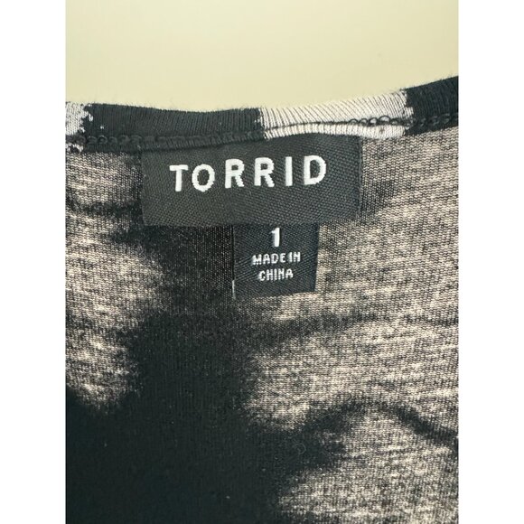 Torrid Black & White Tie-Dye Maxi Dress Size 1X 16 Plus Summer‎ Vacation Stretch - Picture 5 of 7